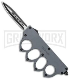 Atomic 1918 Gray OTF Automatic Knuckle Knife - Dagger Two-Tone