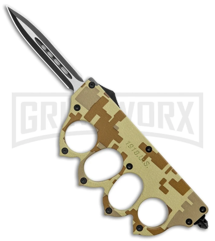 1918 Tan Digital Camo OTF Automatic Knuckle Knife - Dagger Two-Tone 1 1918 Tan Digital Camo OTF Automatic Knuckle Knife - Dagger Two-Tone