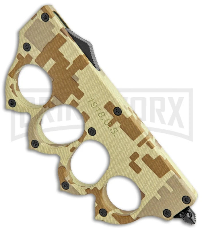 1918 Tan Digital Camo OTF Automatic Knuckle Knife - Dagger Two-Tone 2 1918 Tan Digital Camo OTF Automatic Knuckle Knife - Dagger Two-Tone - Image 2