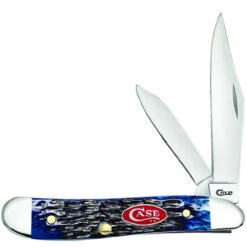 CASE PEANUT 7314, 2.88" CLOSED LENGTH TRU-SHARP STAINLESS BLADE, JIGGED NAVY BLUE BONE HANDLE