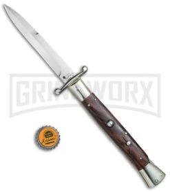 AGA Campolin 13" Stiletto Swinguard Cocobolo Wood Automatic Knife - Bayonet -Hot Sale Knife Store AGA Campolin 13in Swingaurd Auto Cocobolo Satin Bayo BHQ 77551 jr bottlecap large