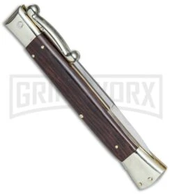 AGA Campolin 13" Stiletto Swinguard Cocobolo Wood Automatic Knife - Bayonet -Hot Sale Knife Store AGA Campolin 13in Swingaurd Auto Cocobolo Satin Bayo BHQ 77551 jr side large