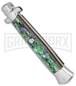 AGA Campolin 15" Italian Abalone Automatic Knife - Bayonet -Hot Sale Knife Store AGA Campolin 15in Auto Italian Stiletto Abalone 7in satin BHQ 87415 er spine large