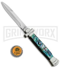 A.G.A. Campolin 9" Maltese Cross Abalone Stiletto Automatic Knife - Bayo Satin 7 A.G.A. Campolin 9" Maltese Cross Abalone Stiletto Automatic Knife - Bayo Satin -Hot Sale Knife Store AGA Campolin 9in Bayo Italian Stiletto Auto Abalone Satin BP 28947 jr bottlecap large