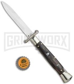 AGA Campolin 9" Italian Stiletto Swinguard Dark Horn Automatic Knife - Bayonet 7 AGA Campolin 9" Italian Stiletto Swinguard Dark Horn Automatic Knife - Bayonet -Hot Sale Knife Store AGA Campolin 9in Italian Stiletto Dark Horn Auto Bayo GX 11091 jr bottlecap large