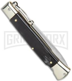 AGA Campolin 9" Italian Stiletto Swinguard Dark Horn Automatic Knife - Bayonet 6 AGA Campolin 9" Italian Stiletto Swinguard Dark Horn Automatic Knife - Bayonet -Hot Sale Knife Store AGA Campolin 9in Italian Stiletto Dark Horn Auto Bayo GX 11091 jr side large