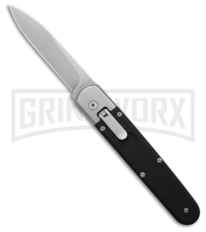 AGA Campolin Baron Black G-10 Automatic Knife - Stonewash Plain 1 AGA Campolin Baron Black G-10 Automatic Knife - Stonewash Plain