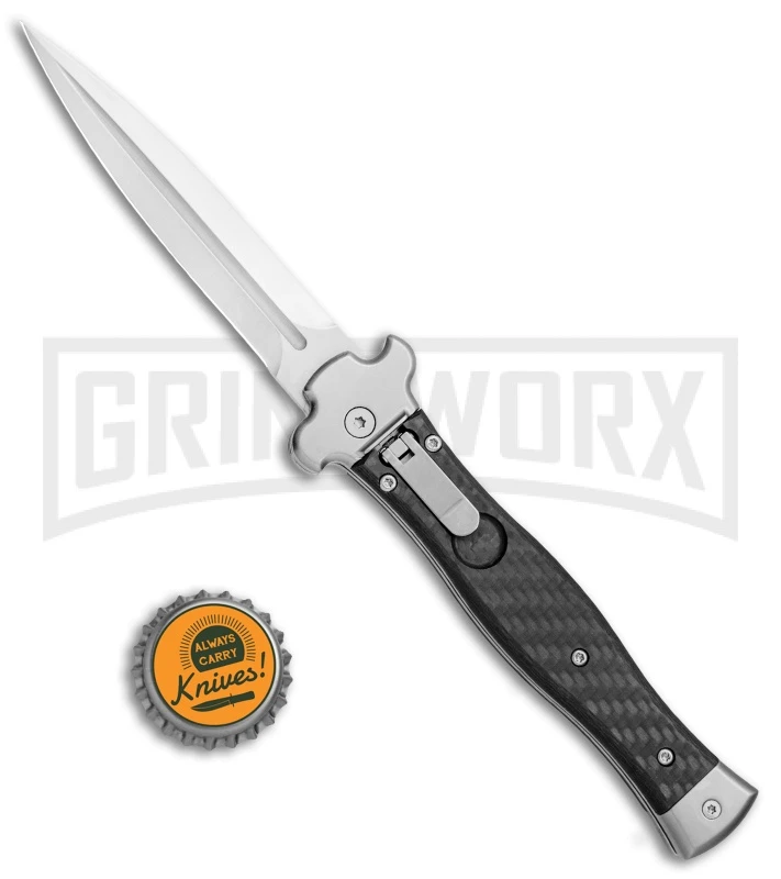 AGA Campolin Zero Carbon Fiber Leverlock Automatic Knife - Dagger Satin Plain 4 AGA Campolin Zero Carbon Fiber Leverlock Automatic Knife - Dagger Satin Plain - Image 4