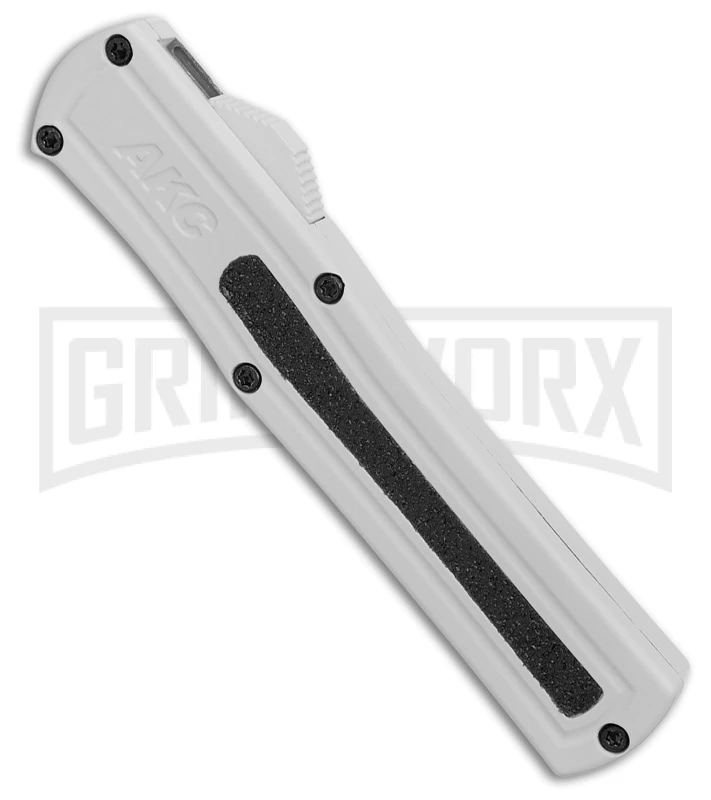 AKC F-20 White Aluminum D/A Dagger OTF Automatic Knife - Two Tone Plain 2 AKC F-20 White Aluminum D/A Dagger OTF Automatic Knife - Two Tone Plain - Image 2
