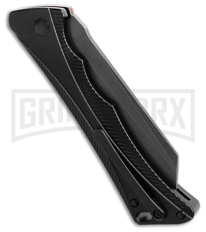 AKC Smarty Black W/Orange Bolster Automatic Knife Reverse Tanto - Black SW Plain 3 AKC Smarty Black W/Orange Bolster Automatic Knife Reverse Tanto - Black SW Plain - Image 3