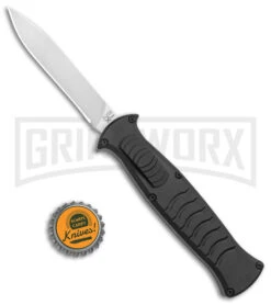 AKC X-treme EVO Black OTF Automatic Knife W/ Pocket Clip - Satin Plain -Hot Sale Knife Store AKC X Treme EVO OTF Auto Black Satin DP BHQ 141226 jr bottlecap large