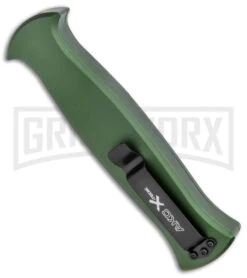 AKC X-treme EVO Green OTF Automatic Knife - Satin DE Dagger 6 AKC X-treme EVO Green OTF Automatic Knife - Satin DE Dagger -Hot Sale Knife Store AKC X treme EVO OTF Auto Green Satin DE Dagger BHQ 134949 jr side 2 large