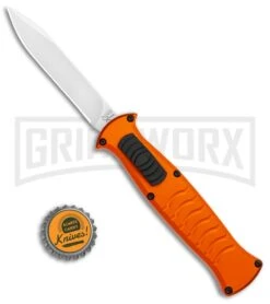 AKC X-treme EVO Orange OTF Automatic Knife - Satin Plain -Hot Sale Knife Store AKC X treme EVO OTF Auto Orange Satin BHQ 114657 jr bottlecap large