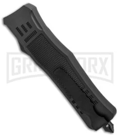 Atomic Defender Large OTF Automatic Knife Black - Satin Drop Point -Hot Sale Knife Store Atomic Defender Black OTF Auto Satin Plain GX 33725 jr side large