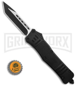 Atomic Defender Large Black OTF Automatic Tanto Knife - Two Tone Plain -Hot Sale Knife Store Atomic Defender GX 38965 size large