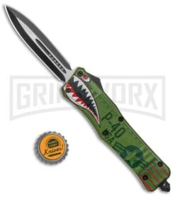 Atomic Defender Large OTF Automatic Knife Green Warhawk - Two Tone Dagger -Hot Sale Knife Store Atomic Defender Large OTF Auto Green Warhawk TT Dagger GX 37732 jr bottlecap large