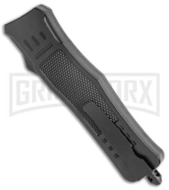 Atomic Defender Medium OTF Automatic Knife Black - Satin Drop Point -Hot Sale Knife Store Atomic Defender Medium OTF Auto Black Satin DP GX 35866 jr side large