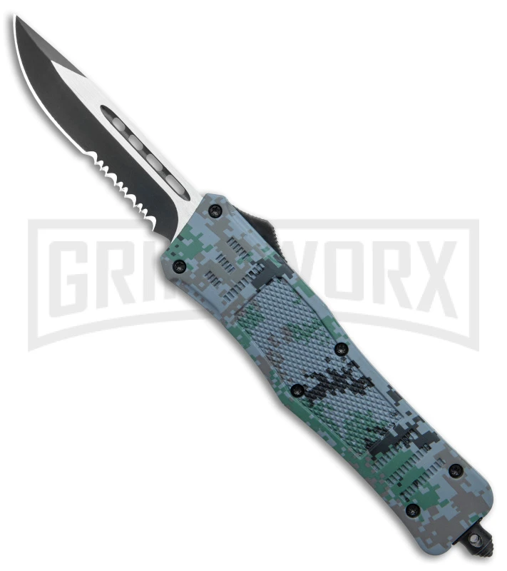 Atomic Defender Medium OTF Automatic Knife Digi Camo - Drop Point Two Tone Serr 1 Atomic Defender Medium OTF Automatic Knife Digi Camo - Drop Point Two Tone Serr