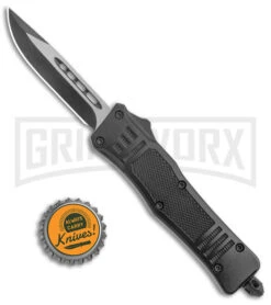 Atomic Defender Mini OTF Automatic Knife Black - Two Tone Drop Point -Hot Sale Knife Store Atomic Defender Mini OTF Black TT DP GX 38642 jr bottlecap large