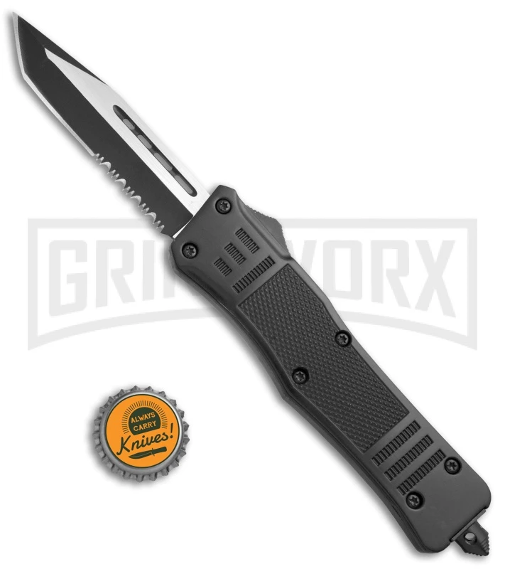 Atomic Defender Large OTF Automatic Knife Black - Serr Two Tone Tanto 5 Atomic Defender Large OTF Automatic Knife Black - Serr Two Tone Tanto - Image 5