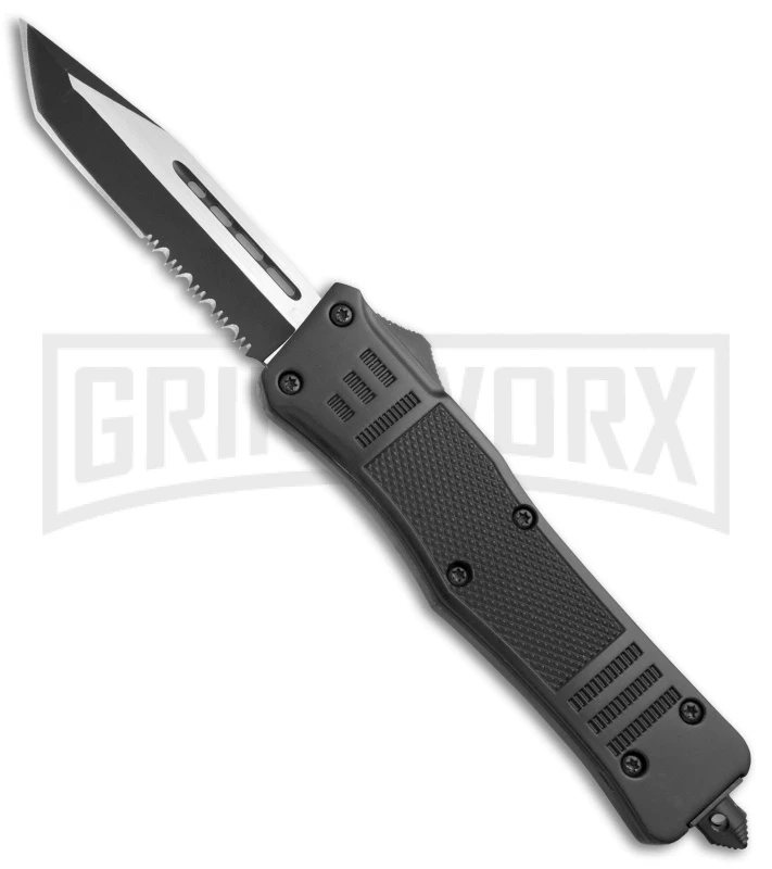 Atomic Defender Large OTF Automatic Knife Black - Serr Two Tone Tanto 1 Atomic Defender Large OTF Automatic Knife Black - Serr Two Tone Tanto