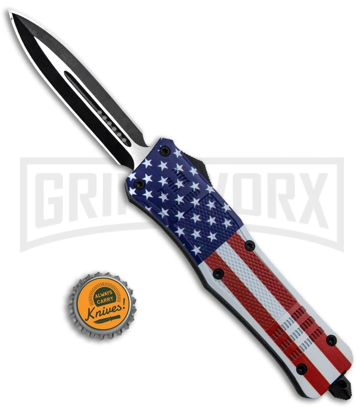 Atomic Defender Large OTF Automatic Knife Stars & Stripes Flag - Two Tone Dagger 5 Atomic Defender Large OTF Automatic Knife Stars & Stripes Flag - Two Tone Dagger - Image 5