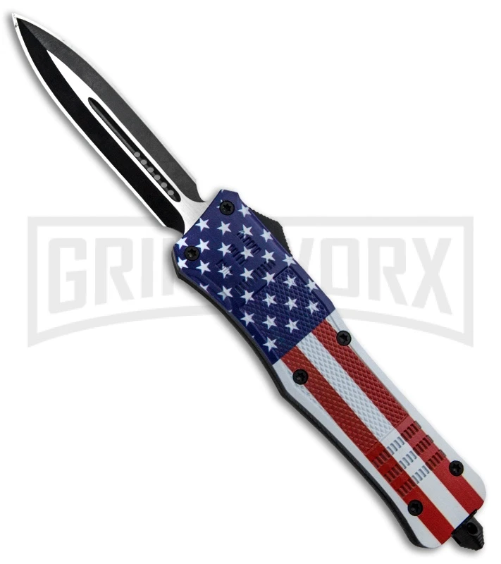 Atomic Defender Large OTF Automatic Knife Stars & Stripes Flag - Two Tone Dagger 1 Atomic Defender Large OTF Automatic Knife Stars & Stripes Flag - Two Tone Dagger