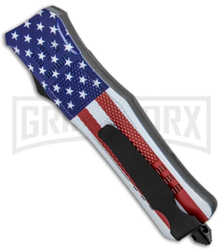 Atomic Defender Large OTF Automatic Knife Stars & Stripes Flag - Two Tone Dagger 3 Atomic Defender Large OTF Automatic Knife Stars & Stripes Flag - Two Tone Dagger - Image 3