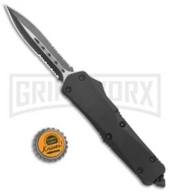 Atomic Lance Black OTF Automatic Knife - Two Tone Double Serr -Hot Sale Knife Store Atomic Large Shield Dagger Black OTF Auto TT Double Serr GX 38227 jr bottlecap large