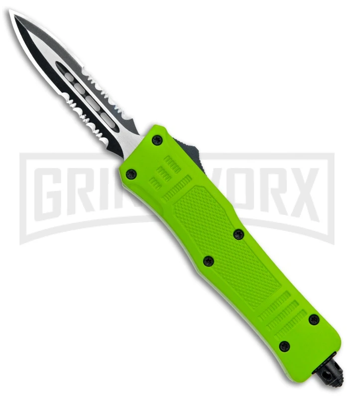 Atomic Defender Mini OTF Automatic Knife Zombie Green - Serr Two Tone Dagger 1 Atomic Defender Mini OTF Automatic Knife Zombie Green - Serr Two Tone Dagger