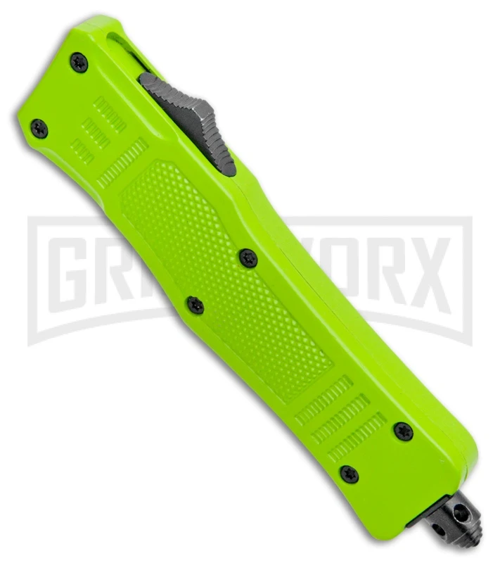 Atomic Defender Mini OTF Automatic Knife Zombie Green - Serr Two Tone Dagger 2 Atomic Defender Mini OTF Automatic Knife Zombie Green - Serr Two Tone Dagger - Image 2