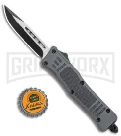 Atomic Defender Mini OTF Automatic Knife Gray - Two Tone Drop Point -Hot Sale Knife Store Atomic Mini Defender DP Gray OTF Auto TT GX 35896 jr bottlecap large