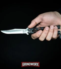 Bear & Son 114 & 114TR Butterfly Knife 2-Pack -Hot Sale Knife Store Bear Son 114B Large Butterfly Knife Black Satin BHQ 0364 kp in hand web large