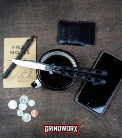 Bear & Son 114 & 114TR Butterfly Knife 2-Pack -Hot Sale Knife Store Bear Son 114B Large Butterfly Knife Black Satin BHQ 0364 kp lifestyle web large