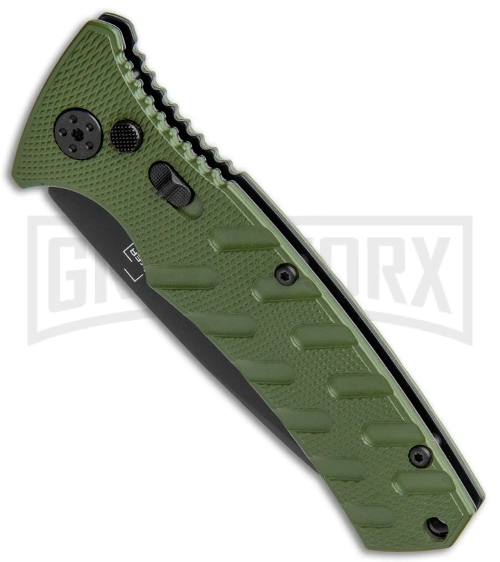 Boker Plus Strike OD Green Automatic Knife - Drop Point Black Plain 2 Boker Plus Strike OD Green Automatic Knife - Drop Point Black Plain - Image 2