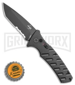 Boker Plus Strike Automatic Knife - Tanto Black Serrated -Hot Sale Knife Store Boker Plus Strike Tanto Automatic Knife 3.25 Black Serr 01BO401N LS Bottlecap large