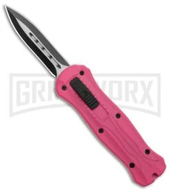 Coffin Blaster 2.0 Textured Pink/Black DA/OTF Automatic Knife - Black Plain