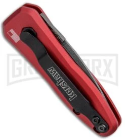 Kershaw Launch 4 Red Automatic Knife CA Legal - Damascus Plain -Hot Sale Knife Store Kershaw Launch 4 CA Legal Auto Red Damascus 7500RDDAM BHQ 91649 jr side large