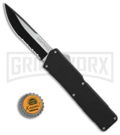 Lightning Black D/A OTF Automatic Knife - Two-Tone Serr -Hot Sale Knife Store Lightning Black DA OTF Auto TT Serr GX 31875 jr bottlecap large