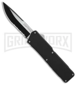 Lightning Black D/A OTF Automatic Knife - Two-Tone Serr