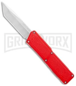 Lightning Red D/A OTF Automatic Knife - Tanto Satin