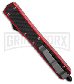 MIK OTF Automatic Knife Red Sim Carbon Fiber Inlay Dagger - Stonewash Plain 5 MIK OTF Automatic Knife Red Sim Carbon Fiber Inlay Dagger - Stonewash Plain -Hot Sale Knife Store MIK OTF Automatic Knife Red Sim Carbon Fiber Inlay Dagger Stonewash Plain GX41472 td side large