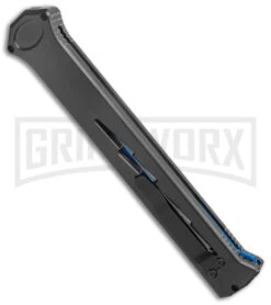 Paragon Estiletto Black Bolt Automatic OTF Knife - Blue Tanto -Hot Sale Knife Store Paragon Estiletto Tanto OTF Auto Black Lightning Bolt Blue Serr EST T LB B CBLU BHQ 103600 jr side large
