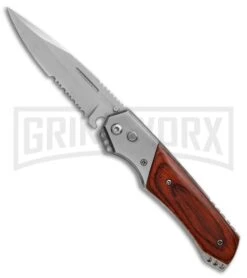 Super Knife Croc Automatic Knife Stainless W/ Rosewood Inlay - Satin Serr