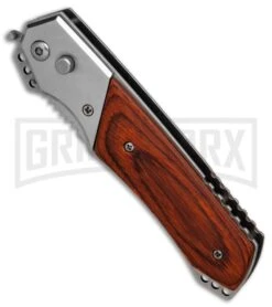 Super Knife Croc Automatic Knife Stainless W/ Rosewood Inlay - Satin Serr -Hot Sale Knife Store Super Knife Croc Stainless Rosewood Inlay satin serr BP 30075 er spine large