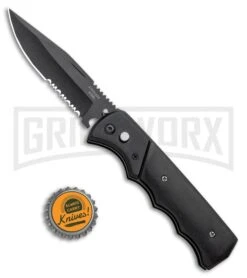 Super Knife Dingo Black Wood Automatic Knife - Black Serr -Hot Sale Knife Store Super Knife Dingo Black Wood Automatic Knife Black Serrated GX 33705 ns bottlecap large
