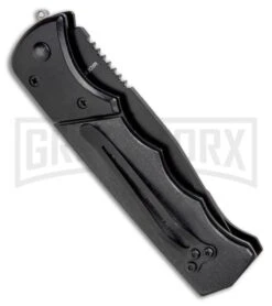 Super Knife Dingo Black Wood Automatic Knife - Black Serr -Hot Sale Knife Store Super Knife Dingo Black Wood Automatic Knife Black Serrated GX 33705 ns side large