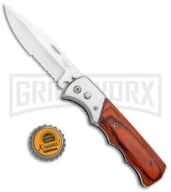 Super Knife Dingo Rosewood Automatic Knife - Satin Serr -Hot Sale Knife Store Super Knife Dingo Rosewood Auto Satin Serr GA623WSL GX 33498 jr bottlecap large