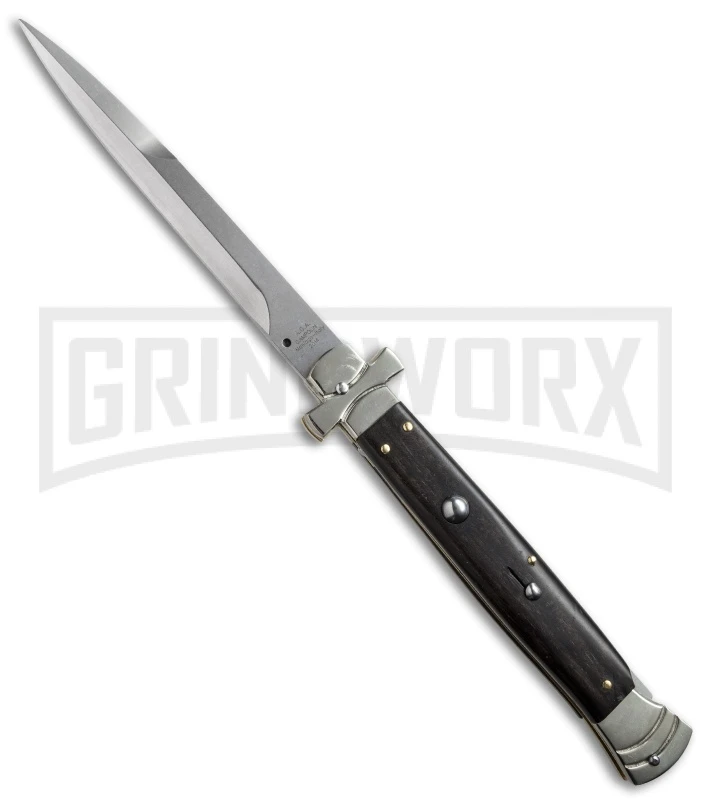 A.G.A. Campolin 11" Maltese Cross Stiletto Ebony Automatic Knife - Bayonet 1 A.G.A. Campolin 11" Maltese Cross Stiletto Ebony Automatic Knife - Bayonet