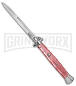 A.G.A. Campolin 18" Italian Stiletto Pink Ring Pull Automatic Knife - Bayo
